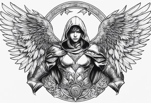 Arch angel hood fighting tattoo idea