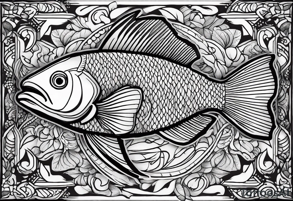 scale pattern with fish tattoo idea