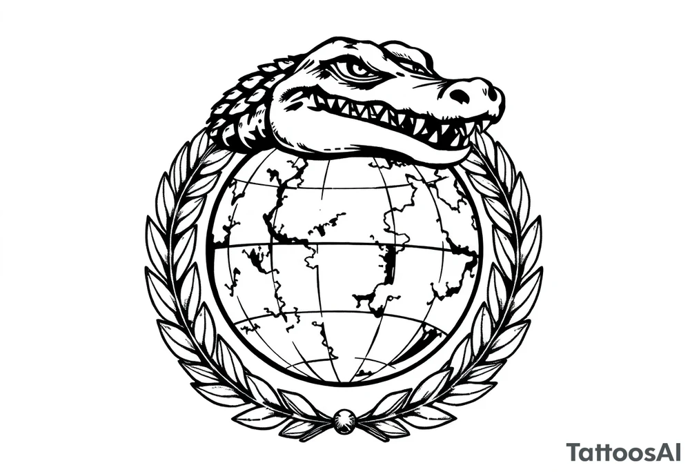 can you create a globe with laurel wreaths on the bottom and a gator above the glove tattoo idea