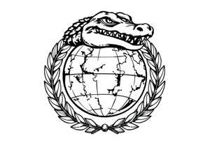 can you create a globe with laurel wreaths on the bottom and a gator above the glove tattoo idea