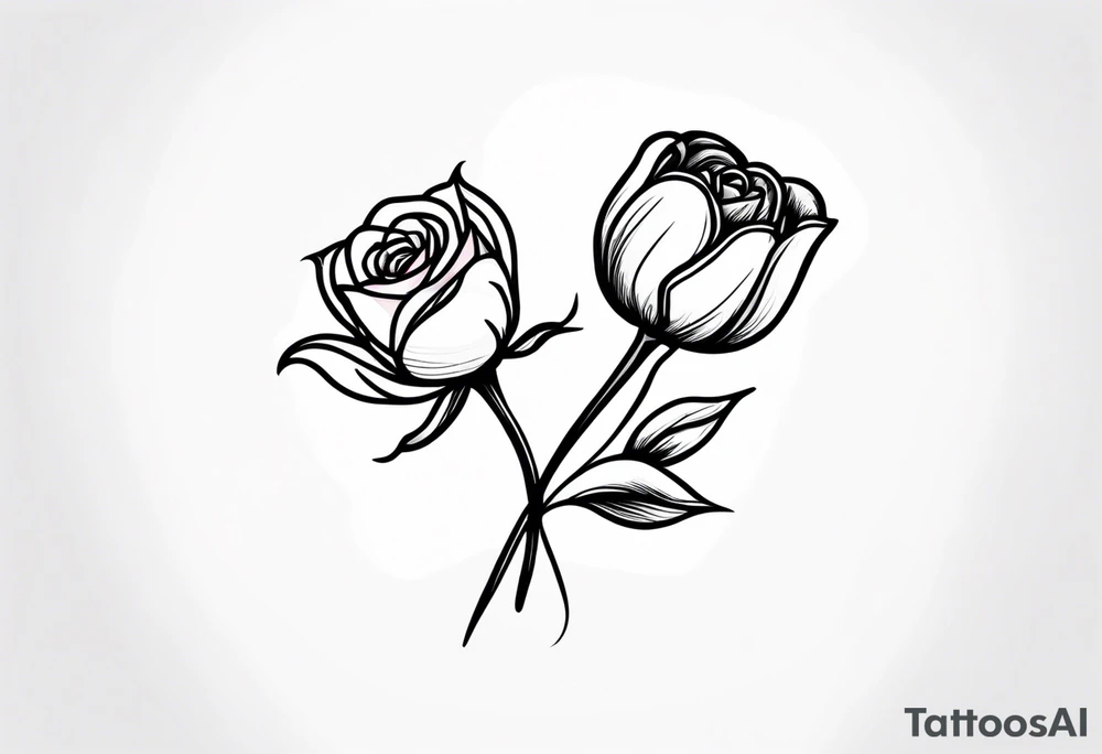 One tulip & one rose tattoo idea