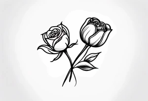 One tulip & one rose tattoo idea