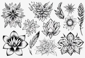 indigenous flowers thigh piece tattoo idea