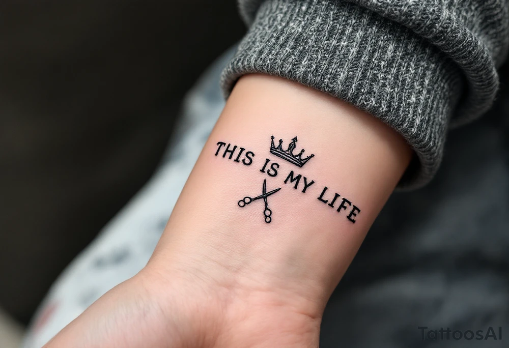 Barber pole crown scissors 
           THIS IS MY LIFE tattoo idea