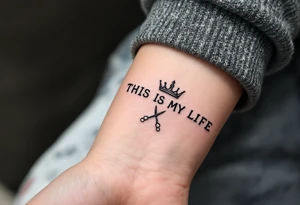 Barber pole crown scissors 
           THIS IS MY LIFE tattoo idea