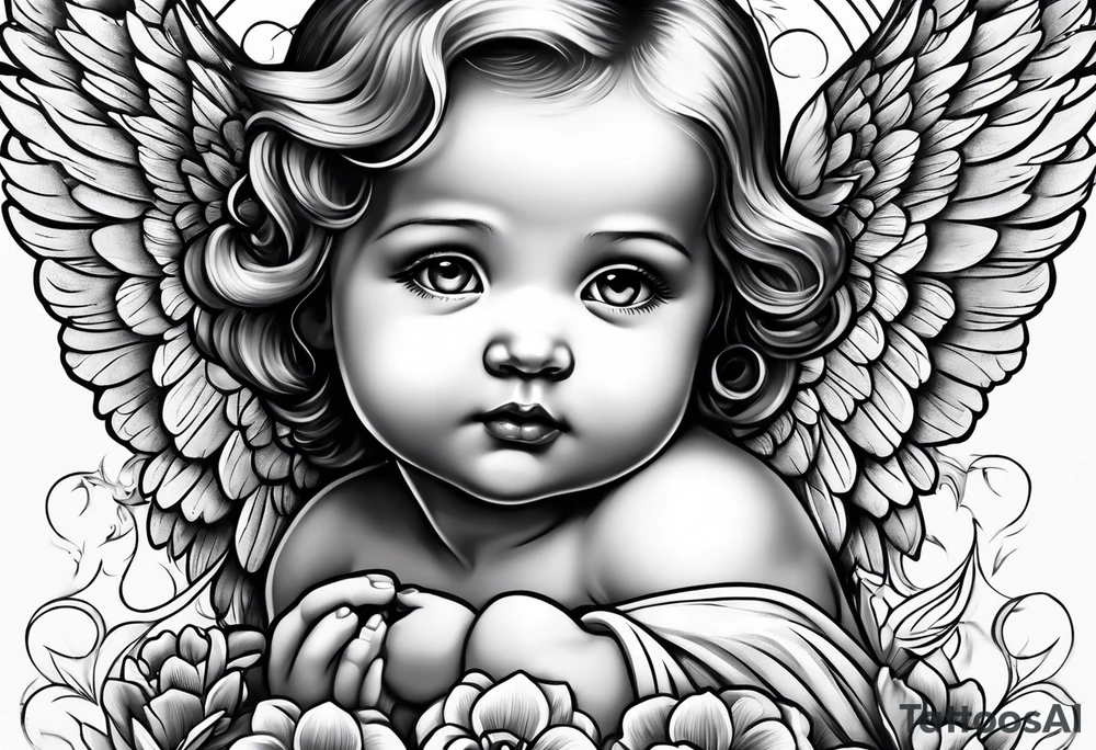 baby angel tattoo idea