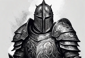 dark fantasy style knight in armor savage warrior, inner bicep tattoo design tattoo idea