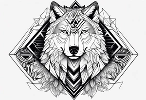 A drawing geometrically half eagle and half wolf tattoo idea