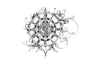 vintage roman numerals within ornate clockwork mechanism tattoo idea
