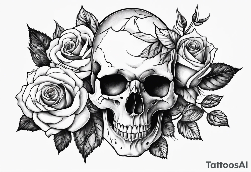 Skull Rose tattoo idea
