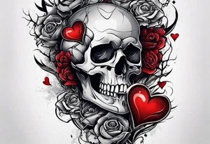 Arm sleeve skeleton, broken heart, pain suffering, loneliness, darkness, betrayal tattoo idea