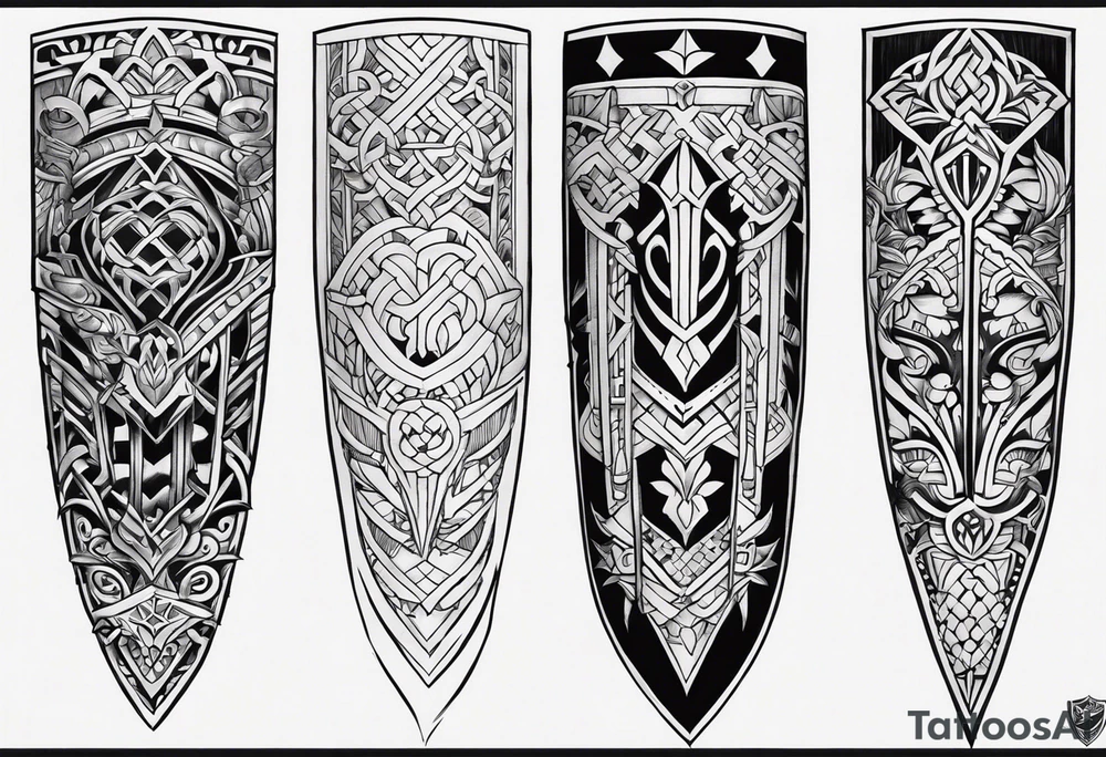 Cletic shin armor tattoo idea