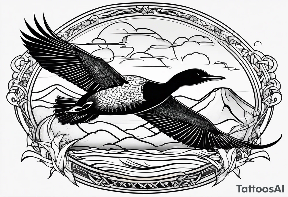 loon flying abstract tattoo idea