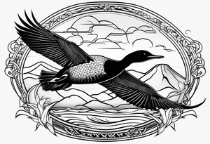 loon flying abstract tattoo idea