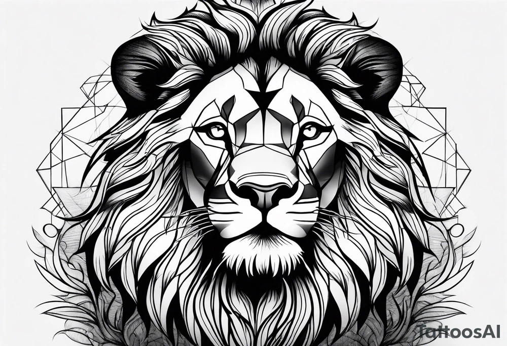 powerful majestic lion, close-up tattoo idea