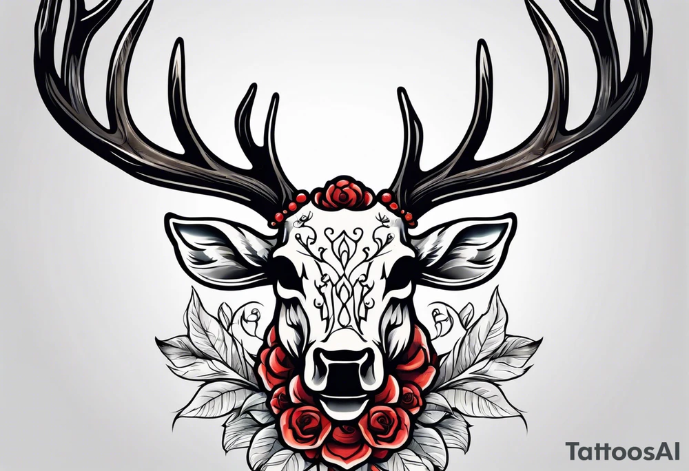 back tattoo of a front view reindeer  skull tattoo idea
