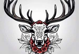 back tattoo of a front view reindeer  skull tattoo idea