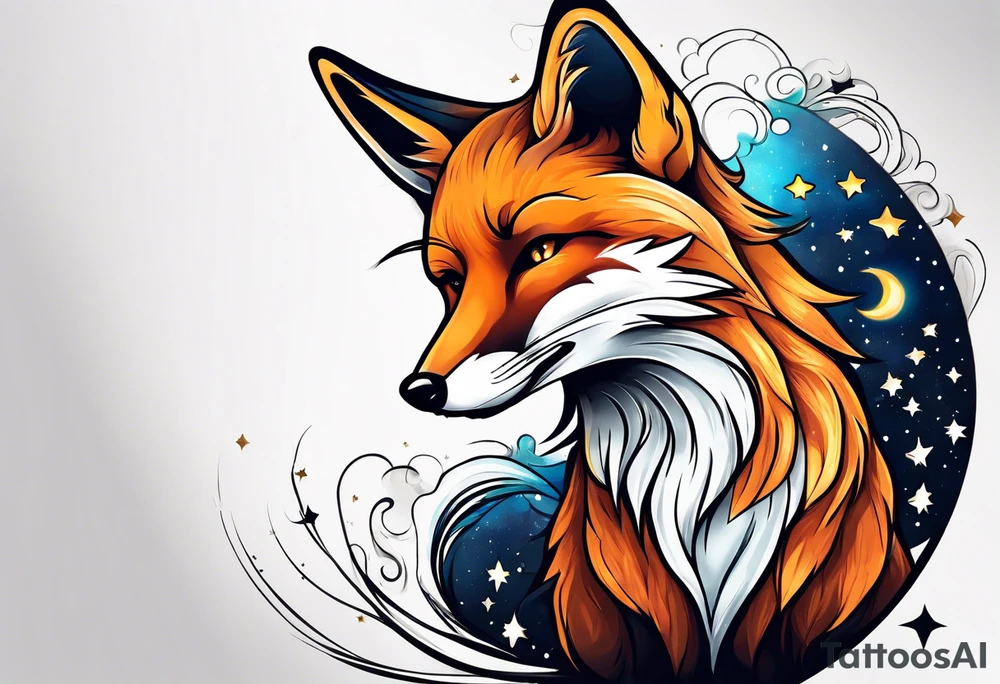 fox looking at the stars tattoo idea