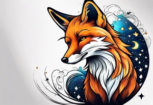 fox looking at the stars tattoo idea