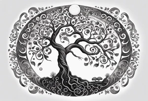 A tree reaching the sky with the roots reaching hell, having a snake around it. All based on Carl Jung ideas. tattoo idea