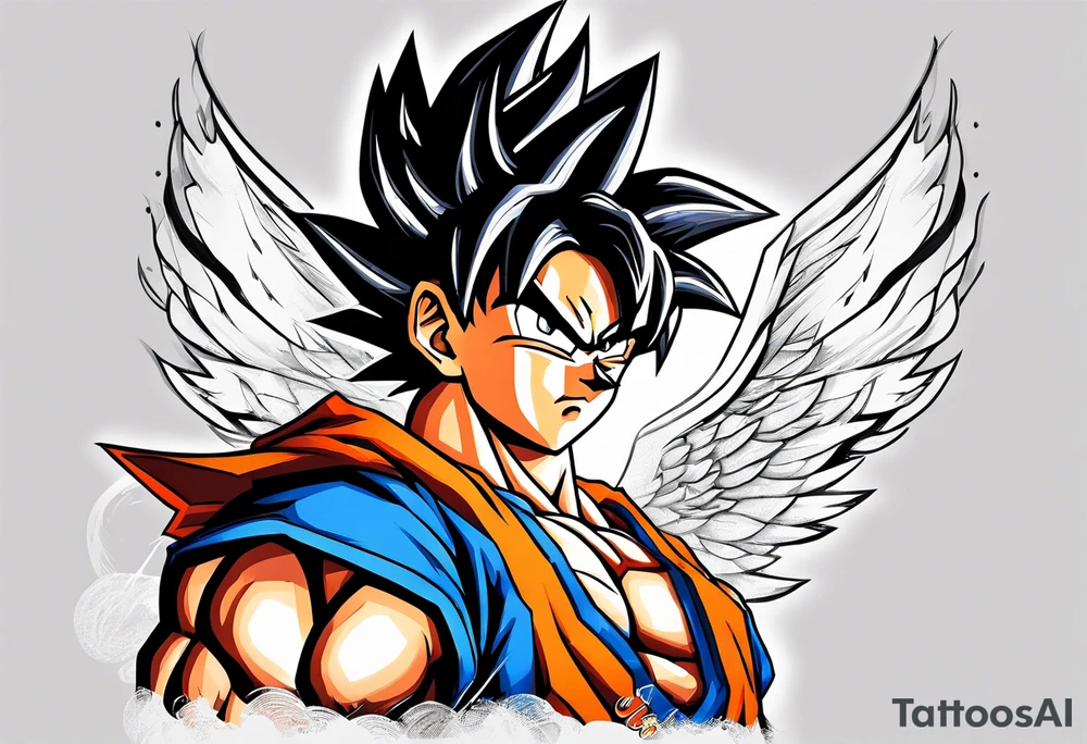 Tattoo on arm with goku with wings tattoo idea
