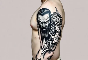 Bray Wyatt the Fiend center piece with tribal surrounding covering up old tattoo tattoo idea