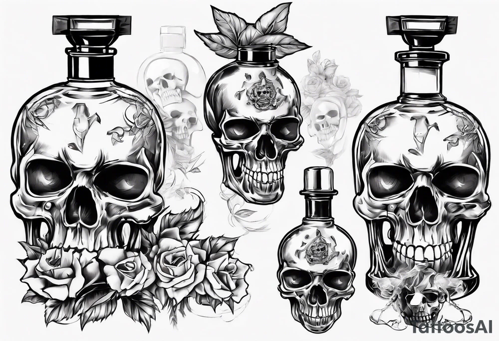 perfume but bottle is a skull tattoo idea
