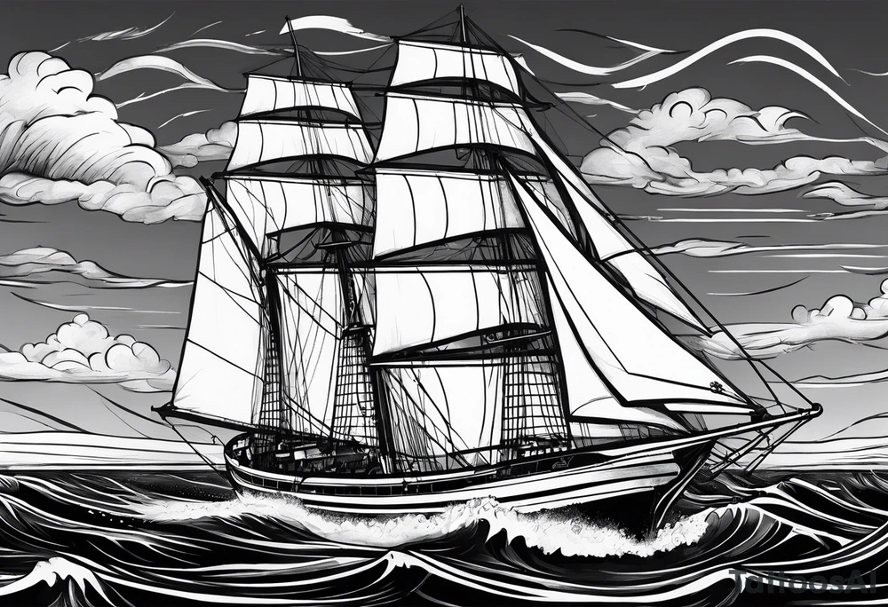 Schooner sailboat tattoo idea