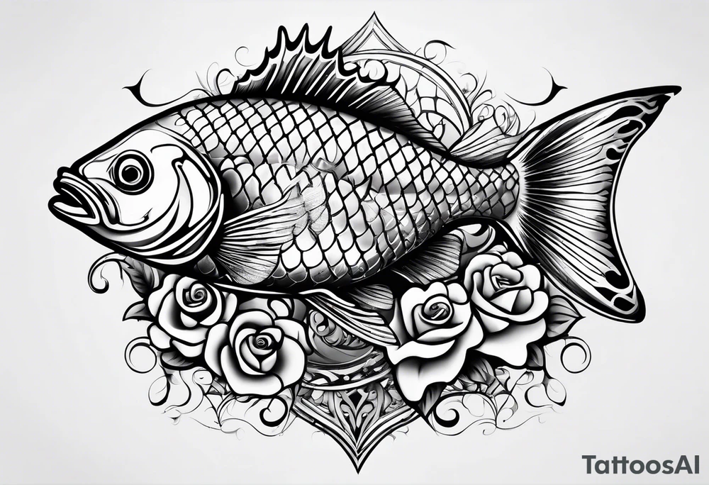 pescado adentro de un corazón tattoo idea