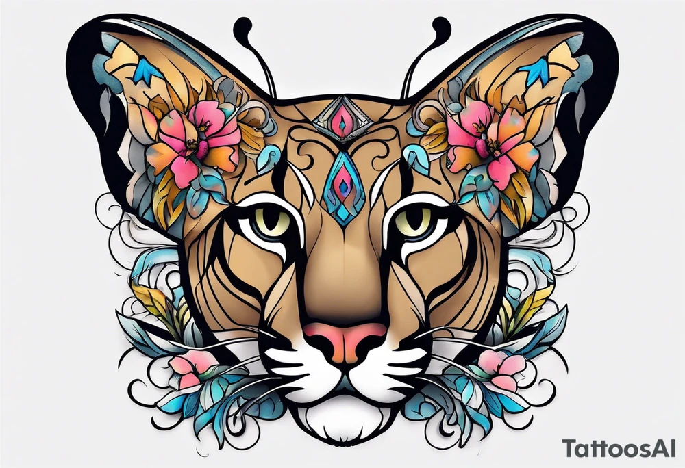 Mountain lion butterfly tattoo idea