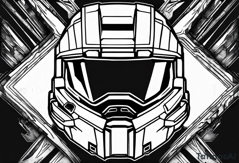 The helmet of master chief from the video game halo, incorporated with the energy sword from that video game tattoo idea