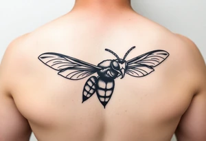 Angry hornet flying with arched body tattoo idea