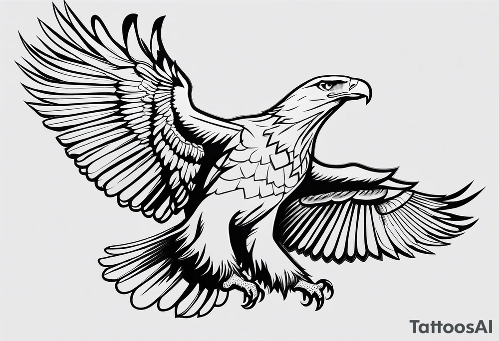 realistic eagle full body  sit face front closed wings tattoo idea