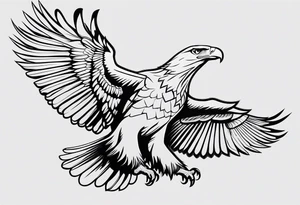 realistic eagle full body  sit face front closed wings tattoo idea