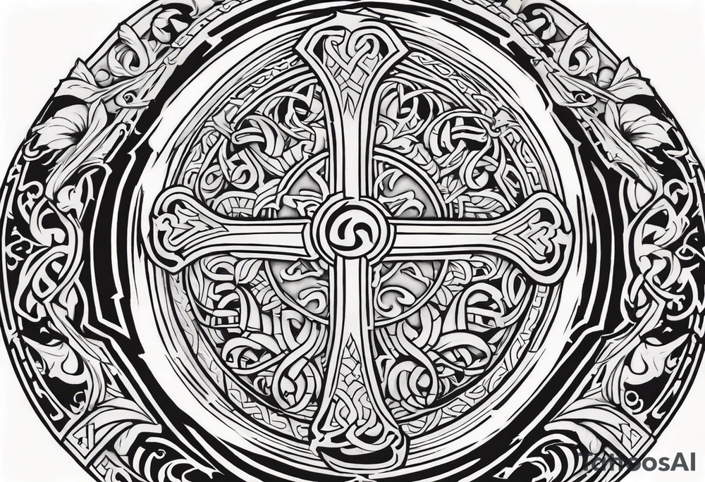 Valhalla viking gods shield tattoo idea