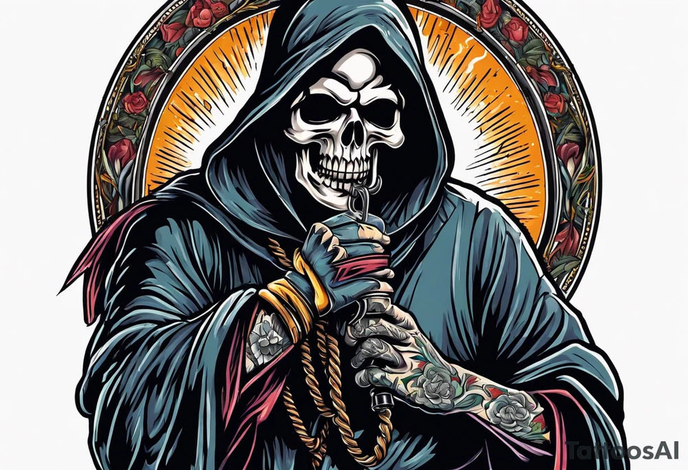 Grim reaper talking on a telephone tattoo idea