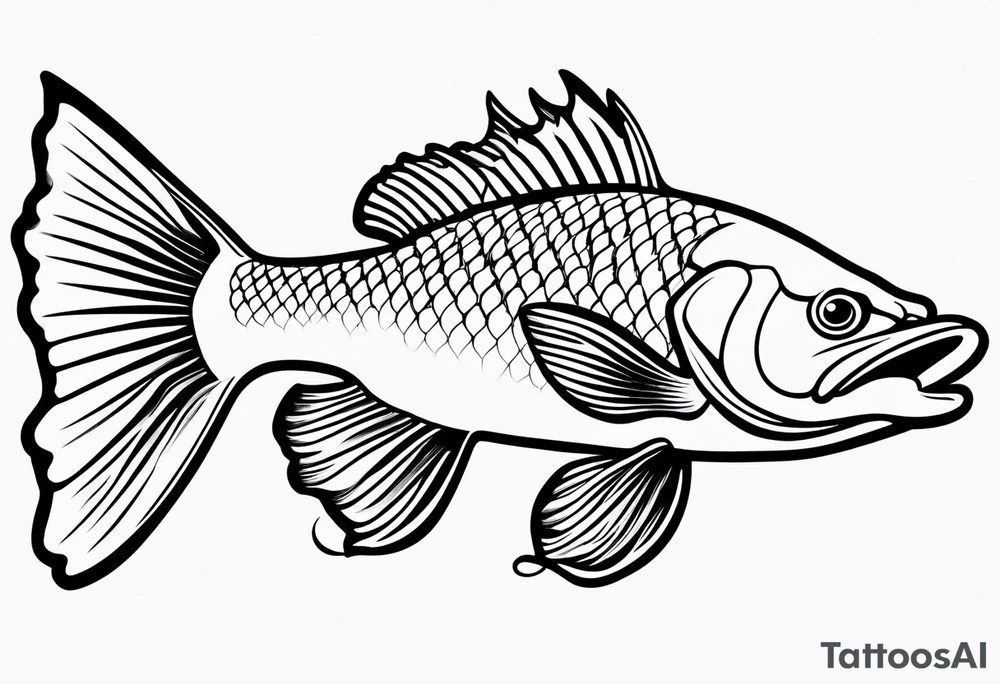 outline walleye simple small no scales tattoo idea