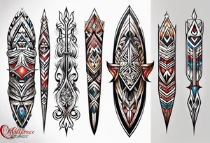 Puerto Rican tribal arm tattoo with spears tattoo idea