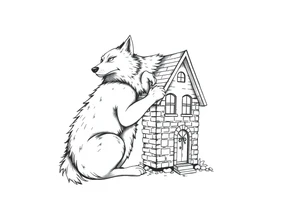 Big bad wolf huffing puffing and blowing a brick house down tattoo idea