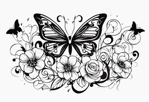 music notes and butterflies with balloons tattoo idea