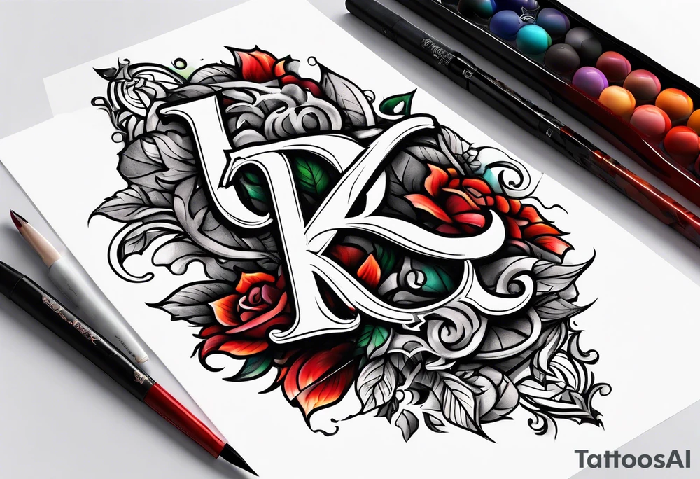 the letters A and R tattoo idea