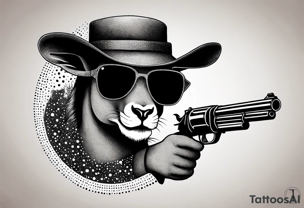 capricorn with sunglasses and shotgun tattoo idea