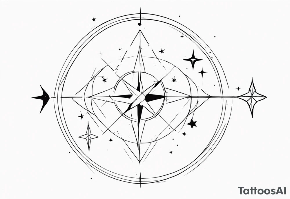 Sagittarius with celestial stars and harmony and creation symbols tattoo tattoo idea