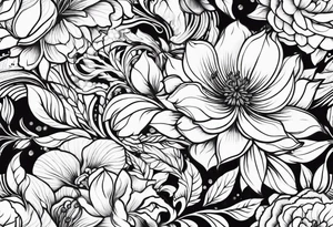 Curved floral leaves tattoo idea