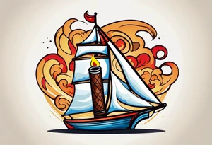 An sailor Jerry style tattoo of a cigar lit with smoke tattoo idea