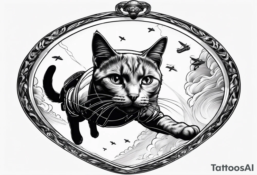a cat going skydiving tattoo idea