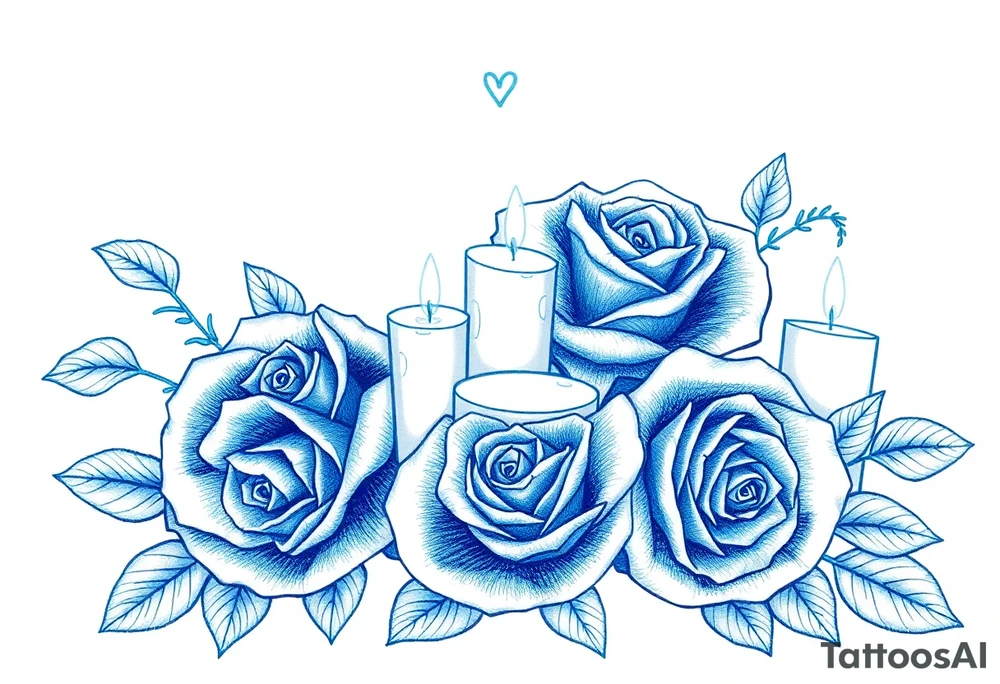 Passed love one, roses, candles, blue tattoo idea