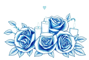 Passed love one, roses, candles, blue tattoo idea