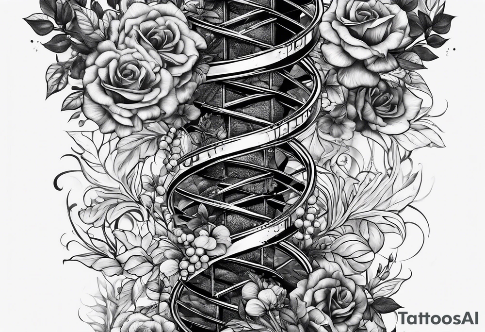 detailed DNA double helix realistic no faces tattoo idea