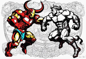 the minotaur fighting ironman tattoo idea